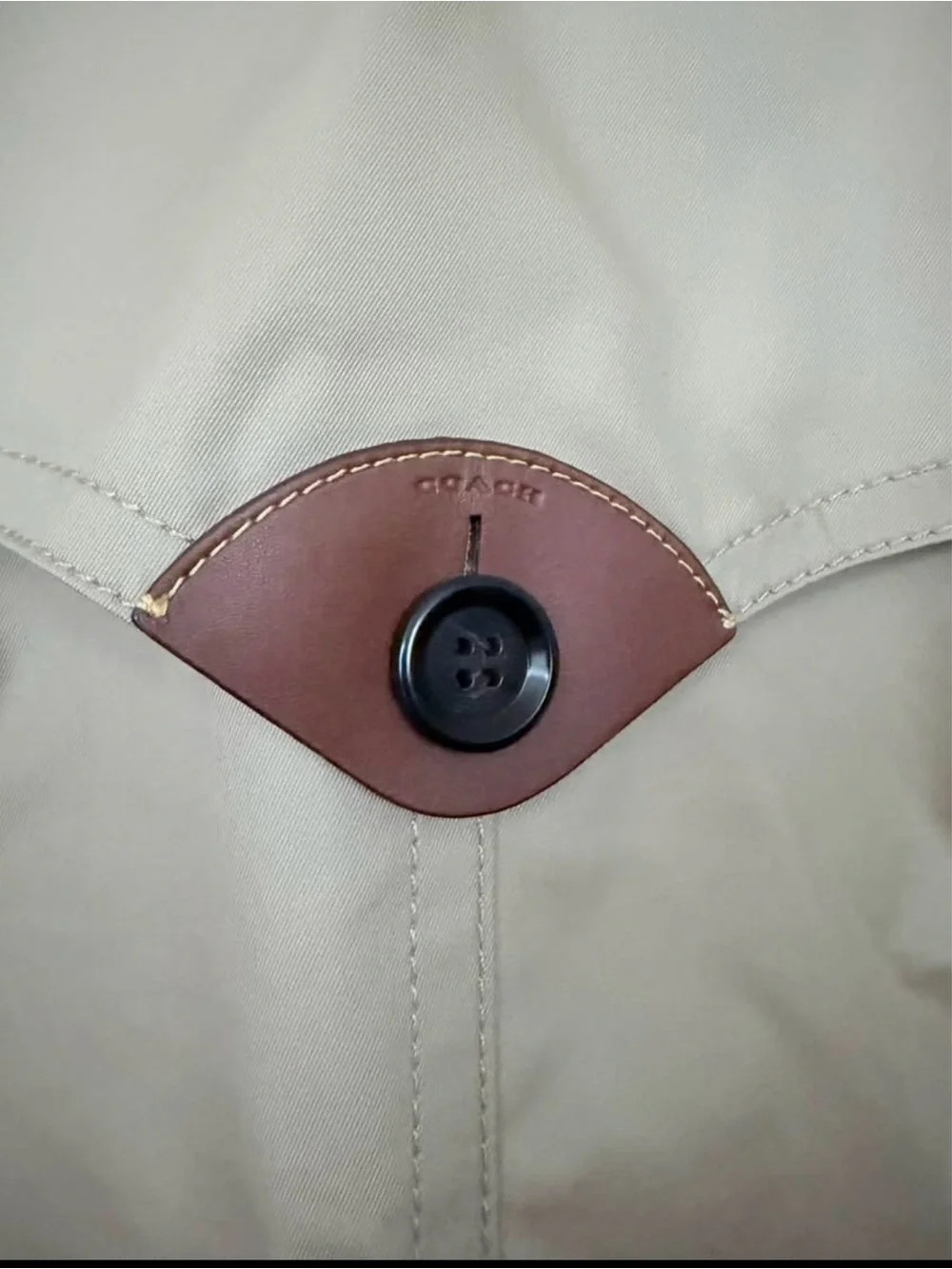 Coach Beige Trench Coat with Leopard Trim